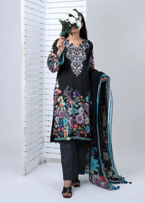 lawn 3 piece suit with 1 handcrafted Fabric tote bag